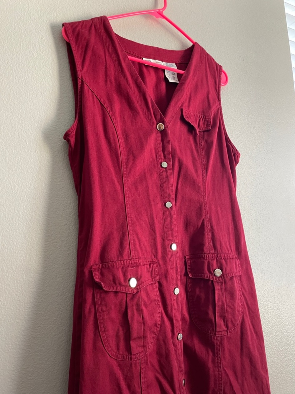 Faded Glory Sleeveless Button-Front Red Maxi Dress